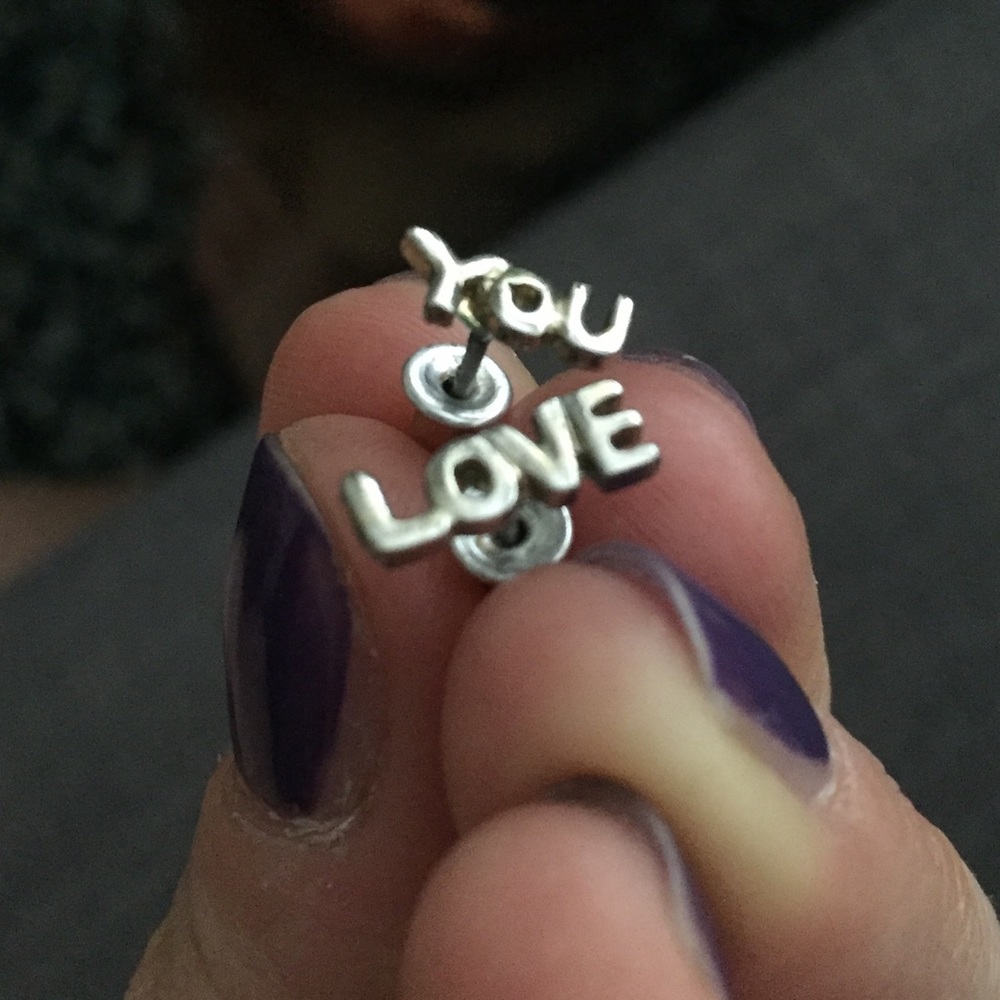 "LOVE" "YOU" Mismatched studs